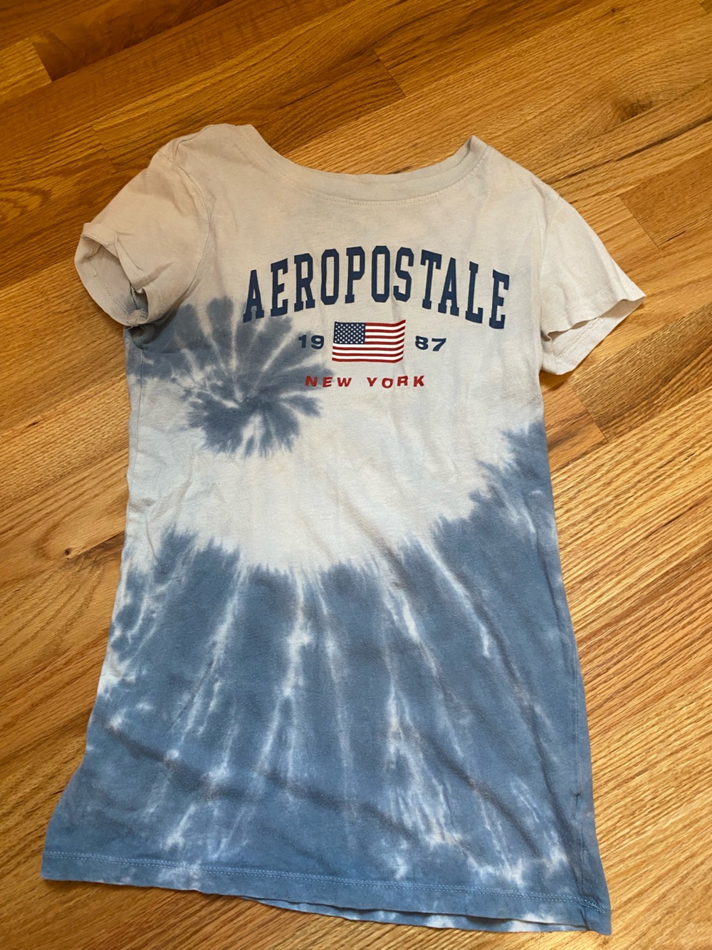 Aeropostale Kids Tie-Dye Logo Tee - Blue & White
